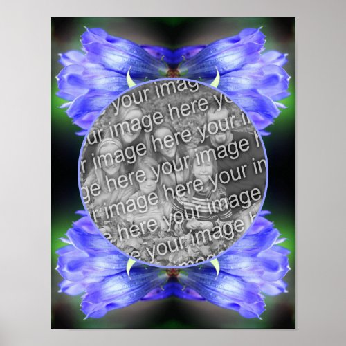 Blue Gentian Flower Frame Create Your Own Photo Poster