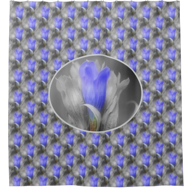Blue Gentian Flower Nature Art Shower Curtain (Front)