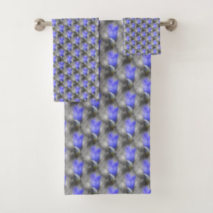 Blue Gentian Flower Nature Pattern Bath Towel Set
