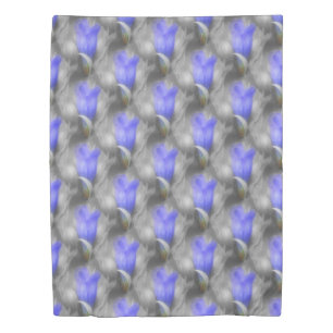 Blue Gentian Flower Nature Pattern Duvet Cover