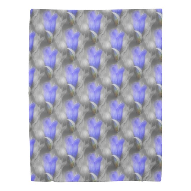 Blue Gentian Flower Nature Pattern Duvet Cover (Front)
