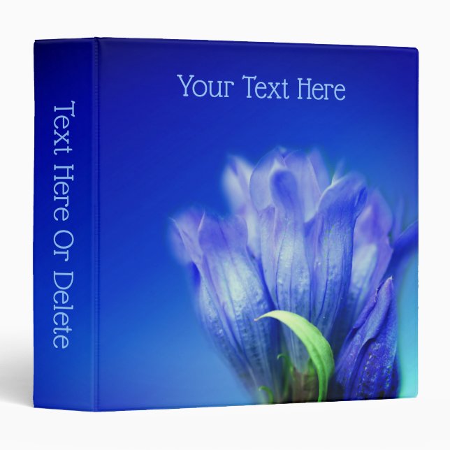 Blue Gentian Flower Nature Personalized 3 Ring Binder (Front/Spine)