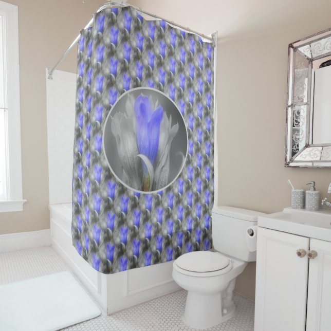 Blue Gentian Flower Nature   Shower Curtain (In Situ)