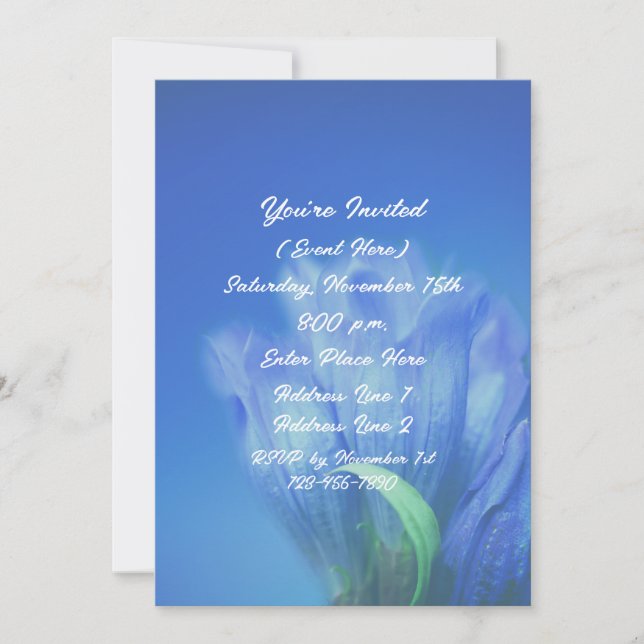 Blue Gentian Flower Party Invitation (Front)