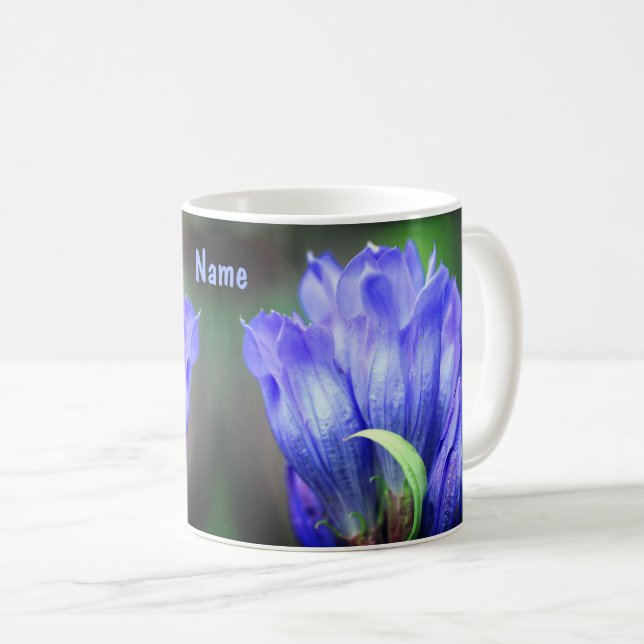 Blue Gentian Flower Personalized Coffee Mug (Front Right)