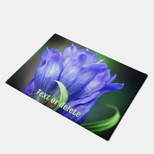 Blue Gentian Flower Personalized Doormat