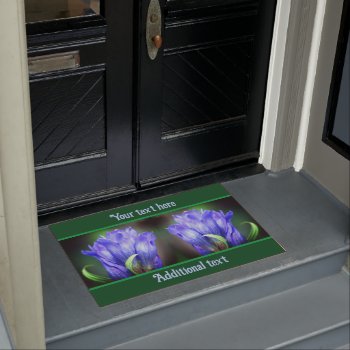 Blue Gentian Flower Personalized   Doormat by SmilinEyesTreasures at Zazzle