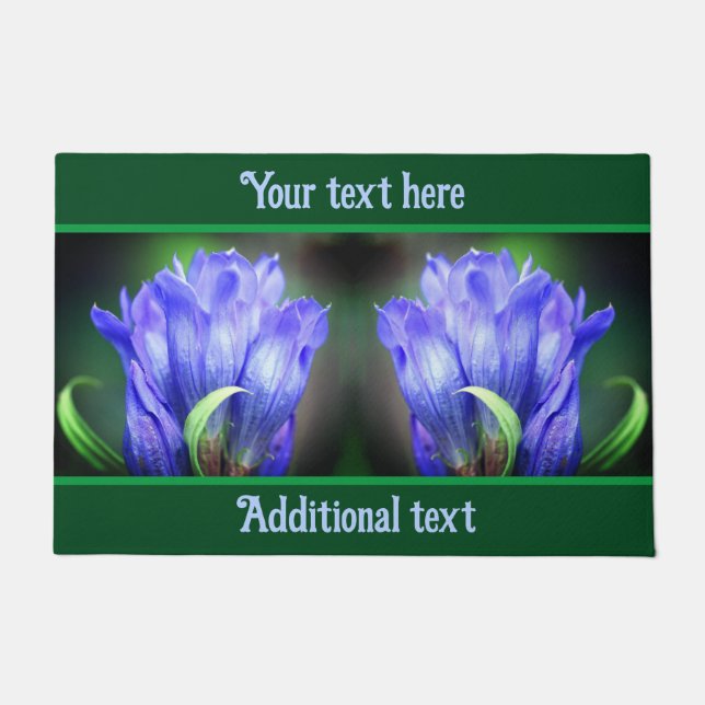 Blue Gentian Flower Personalized   Doormat (Front)