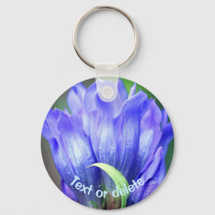 Blue Gentian Flower Personalized Keychain