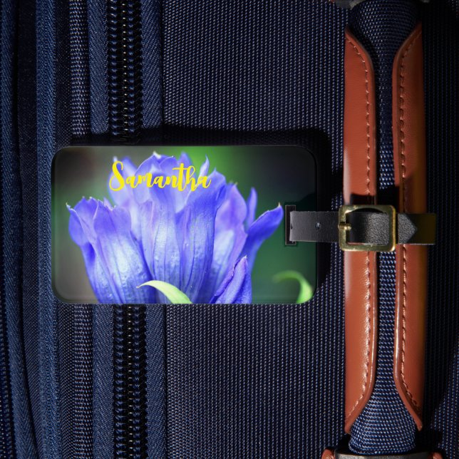 Blue Gentian Flower Personalized Luggage Tag (Front Insitu 4)