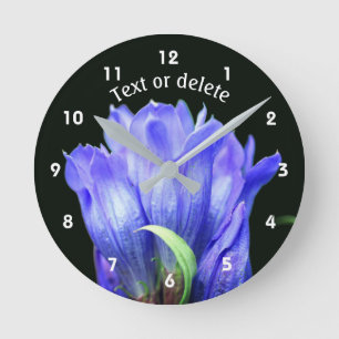 Blue Gentian Flower Personalized Round Clock