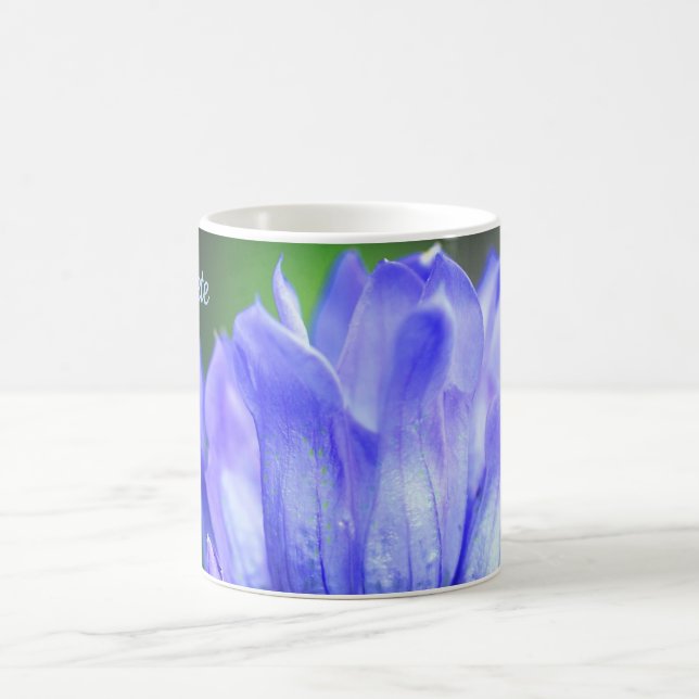 Blue Gentian Flower Petals Personalized Coffee Mug (Center)