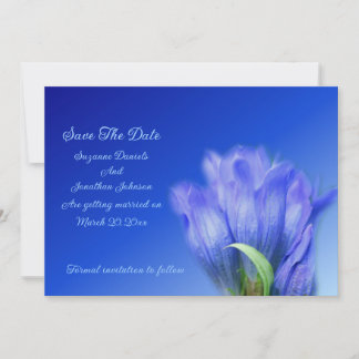 Blue Gentian Flower Wedding  Save The Date