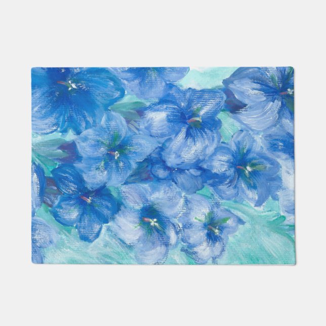 Blue Gentian Mountain Wildflower Scent   Doormat (Front)