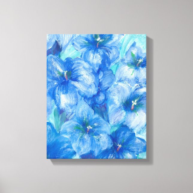 Blue Gentian Wildflower Painting  Canvas Print (Front)