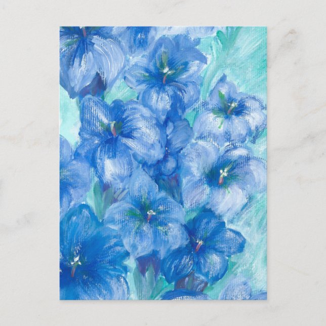 Blue Gentian Wildflower Painting  Postcard (Front)