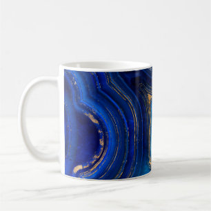 Blue Geode and Gold Digital Art Coffee Mug