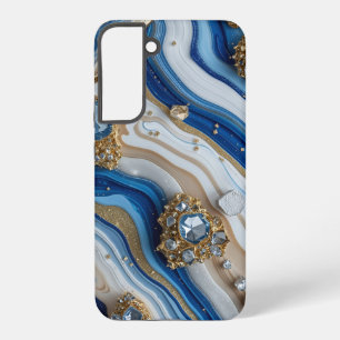 Blue Geode Gemstone with Gold Crystals – Luxury Samsung Galaxy S22+ Case