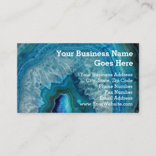 Blue Geode Rock Mineral Agate Crystal Image Business Card