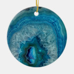 Blue Geode Rock Mineral Agate Crystal Image Ceramic Ornament