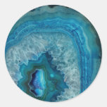 Blue Geode Rock Mineral Agate Crystal Image Classic Round Sticker