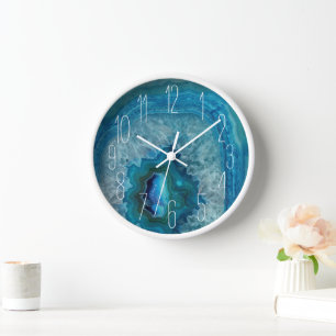 Blue Geode Rock Mineral Agate Crystal Image Clock