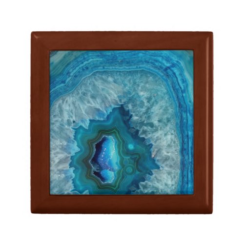 Blue Geode Rock Mineral Agate Crystal Image Jewelry Box