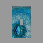 Blue Geode Rock Mineral Agate Crystal Image Light Switch Cover