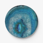 Blue Geode Rock Mineral Agate Crystal Image Paper Plates