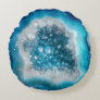 Blue Geode Rock Mineral Agate Crystal Modern Round Pillow