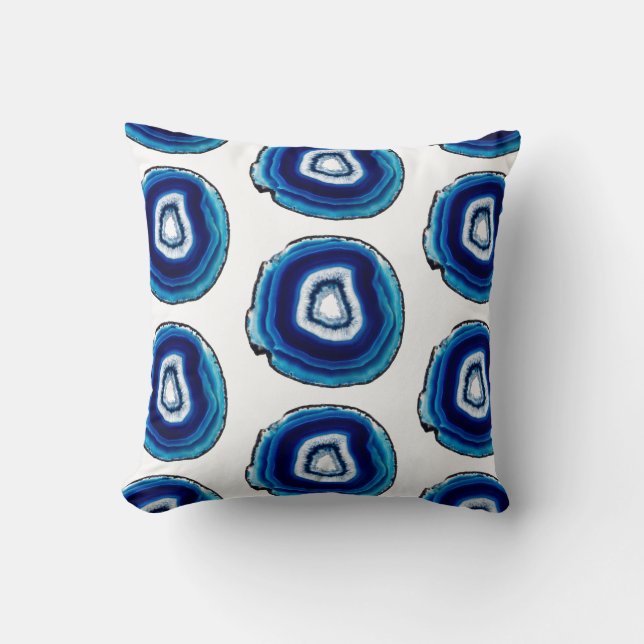 Blue Geode Throw Pillow (Front)