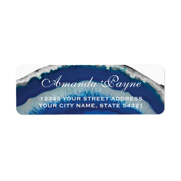 Blue Geode Wedding Label
