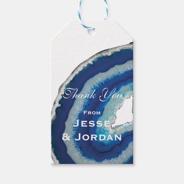 Blue Geode Wedding Monogram Gift Tags