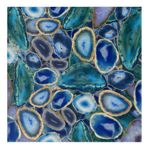 Blue Geodes crystal pattern Acrylic Print