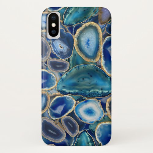 Blue Geodes crystal pattern iPhone XS Case