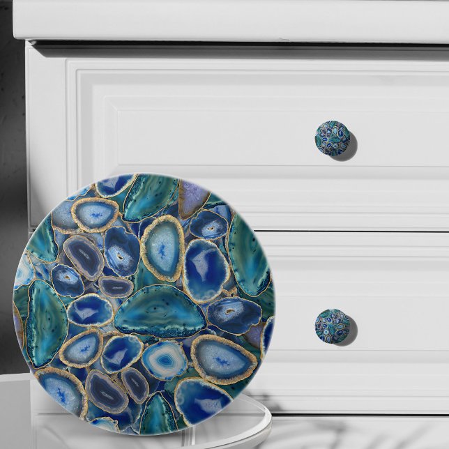 Blue Geodes crystal pattern Ceramic Knob (Creator Uploaded)