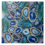 Blue Geodes crystal pattern Ceramic Tile