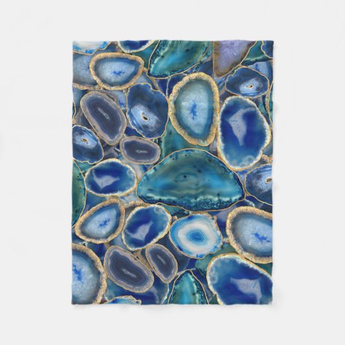 Blue Geodes crystal pattern Fleece Blanket