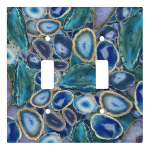 Blue Geodes crystal pattern Light Switch Cover