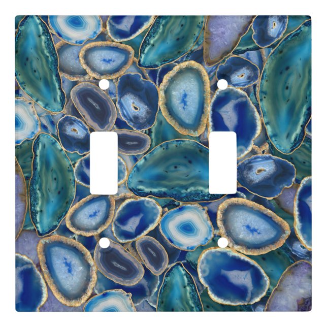 Blue Geodes crystal pattern Light Switch Cover (Front)