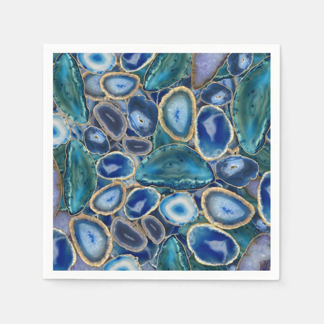 Blue Geodes crystal pattern Napkins (Front)