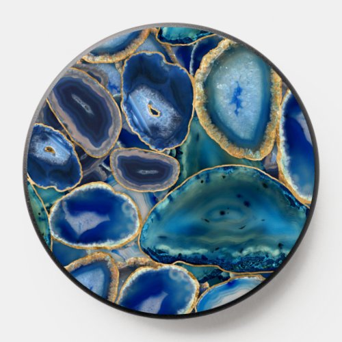 Blue Geodes crystal pattern PopSocket