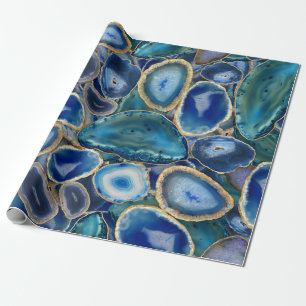 Blue Geodes crystal pattern Wrapping Paper