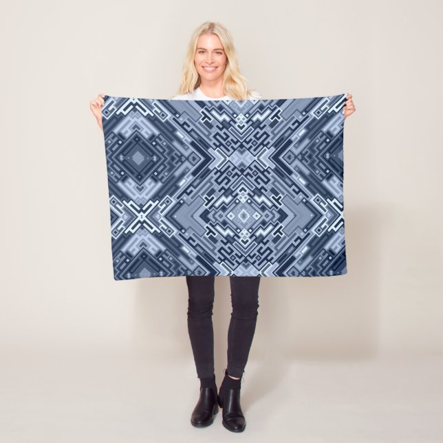 Blue Geometric Abstract Blanket (In Situ)