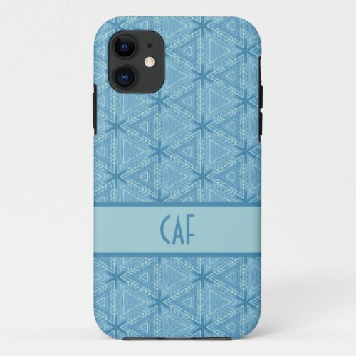 Blue Geometric Abstract Pattern with Monogram Case