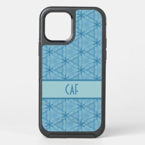 Blue Geometric Abstract Pattern with Monogram OtterBox Symmetry iPhone 12 Case