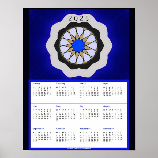 Blue geometric art 2025 Calendar Poster (Front)