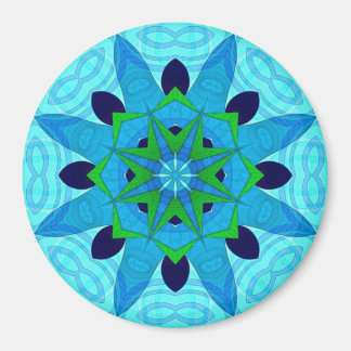 Blue Geometric Art Flower Magnet