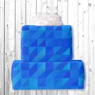 Blue Geometric Birthday Giftwrap for Him Wrapping Paper