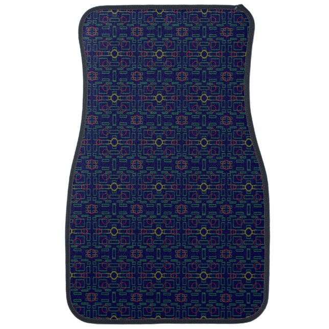 Blue Geometric  Car Floor Mat (Front)